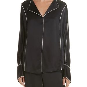 Jason Wu piped silk charmeuse blouse in black xs